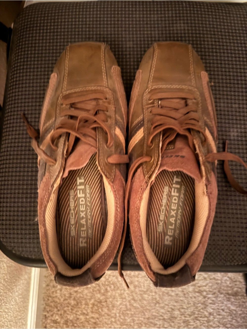Skechers Men’s Brown Leather & Suede Relaxed Fit Sneakers